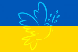 Friedenstaube auf Ukraine-Flagge