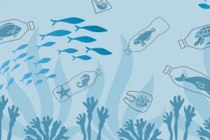 Grafik Fische und Plastik im Meer