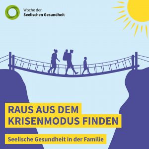 Grafik einer Familie, die über Hängebrücke wandert